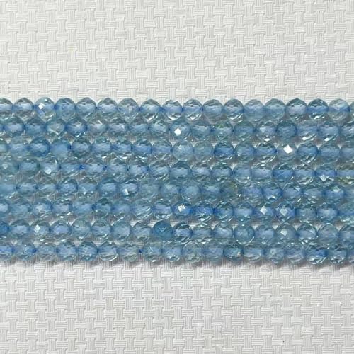 Natural Blue Topaz Stone Beads 4mm Round Faceted Crystal Charm Beads N132