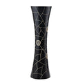 Black Golden Geometric Etch Natural Mango Tree Wood Concaving Vase X160239