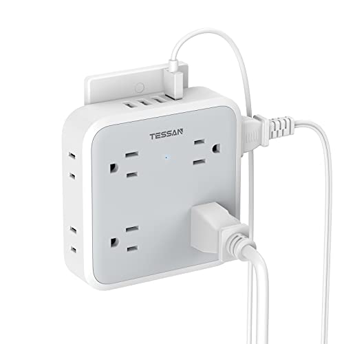 White 8 Outlet 4 USB Surge Protector D493238