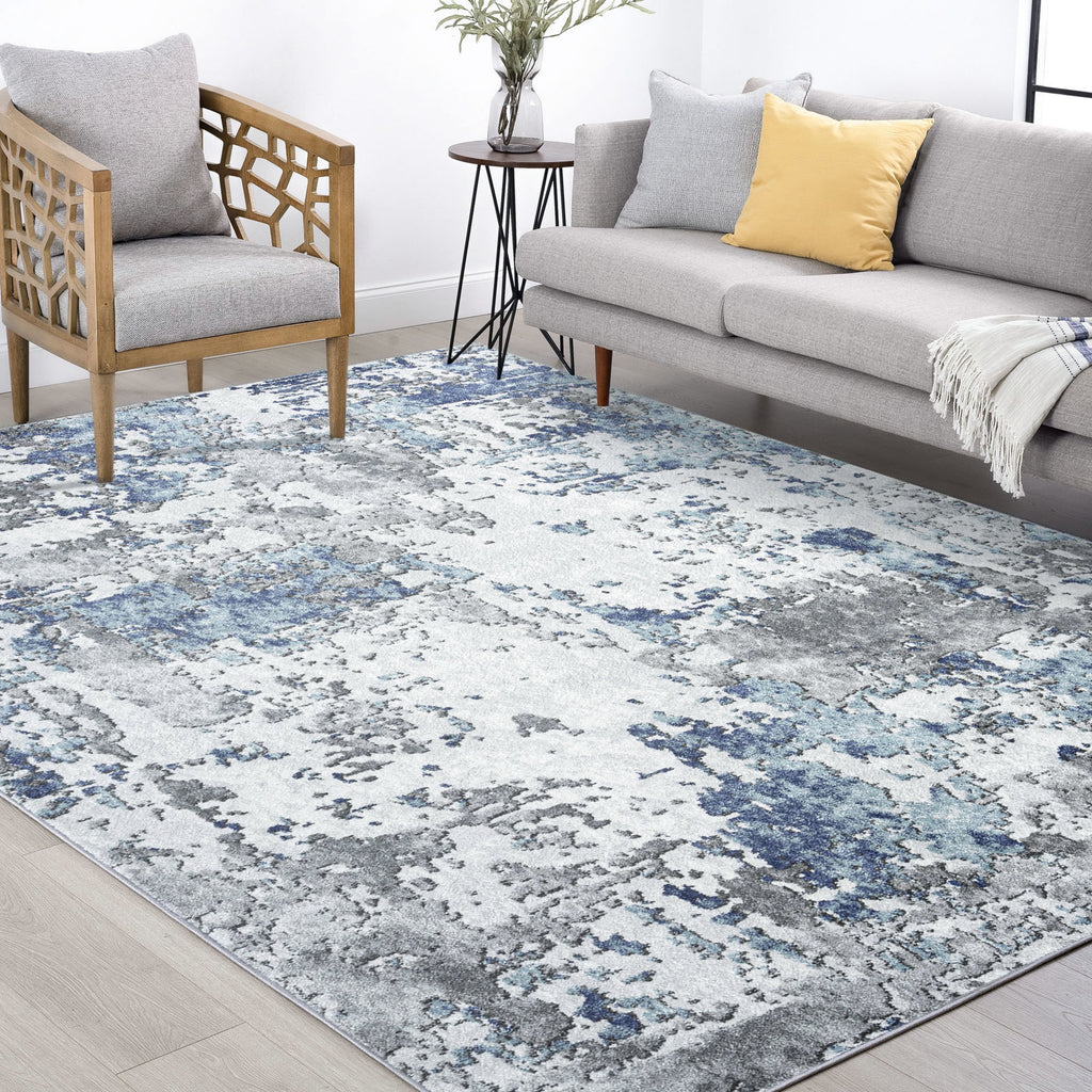 5x8 Area Rug Abstract Blue J122