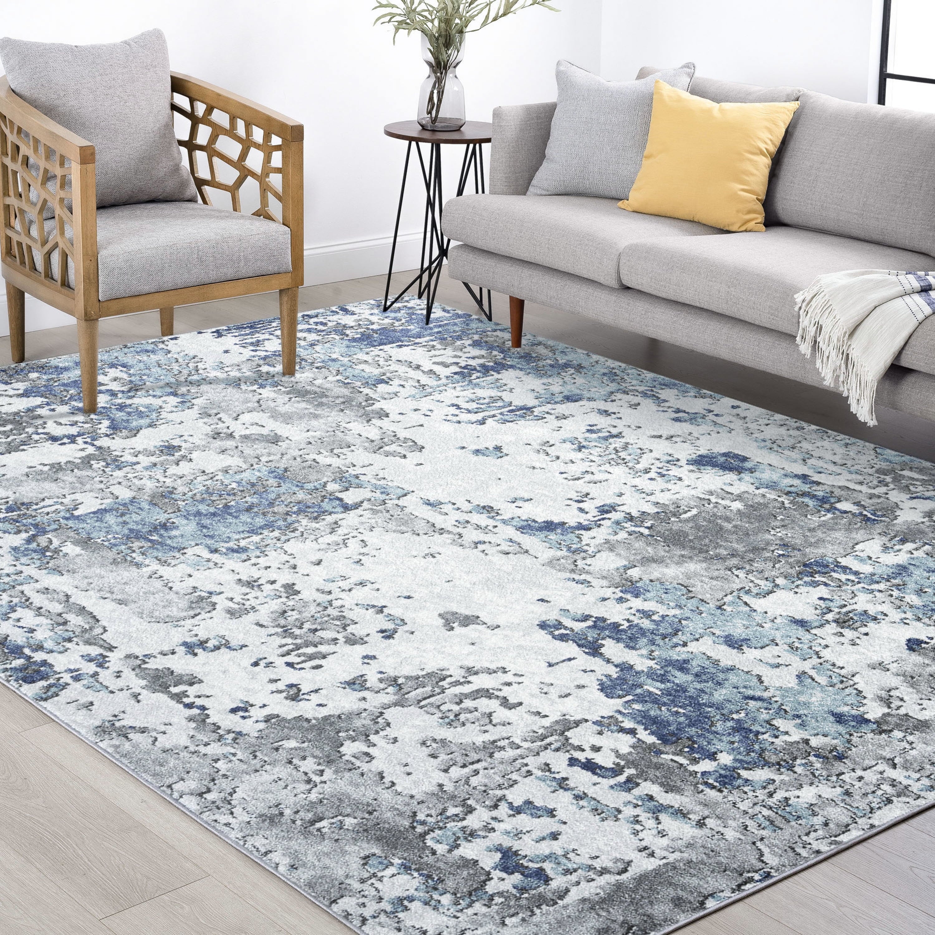 5x8 Area Rug Abstract Blue J122