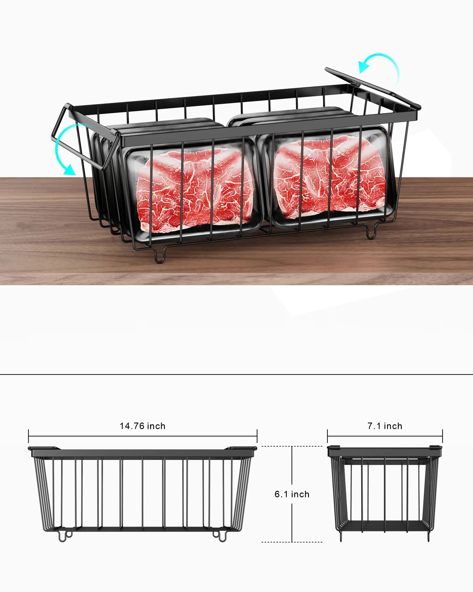 5 Pack Wire Storage Baskets for Deep Freezer, Black I2520