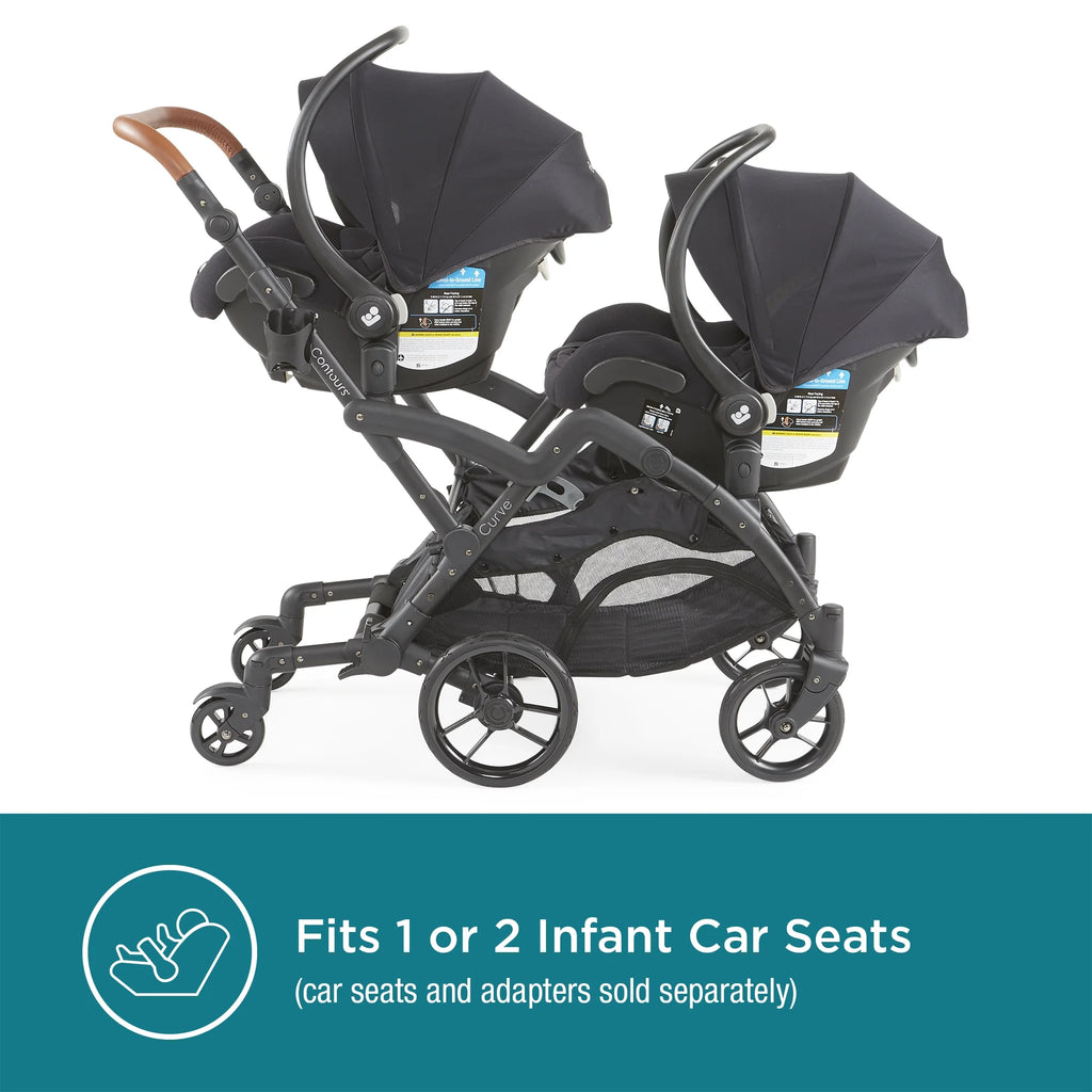 Black Herringbone Double Tandem Stroller T5605
