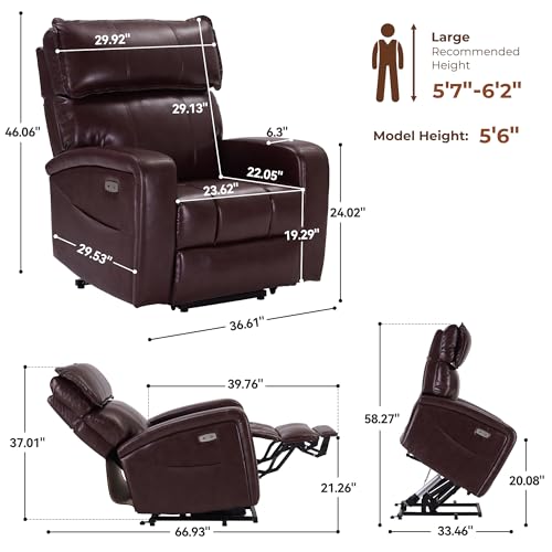Leather Power Lift Recliner Chair with Heat & Massage C9645
