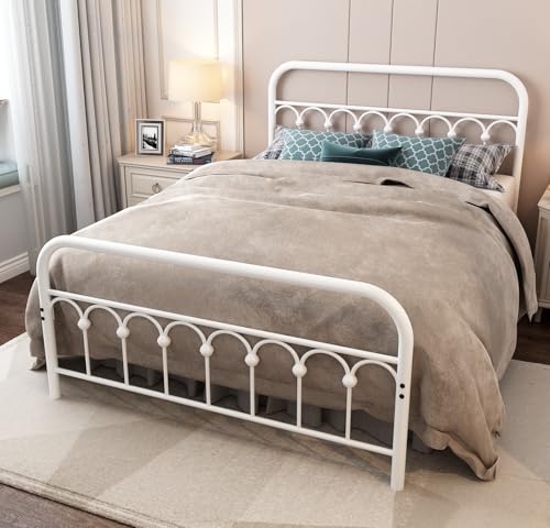 Queen Size Metal Bed Frame with Headboard and Footboard T51693