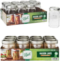 12 Quart 32 Ounce Glass Mason Jars with Lids and Bands D156