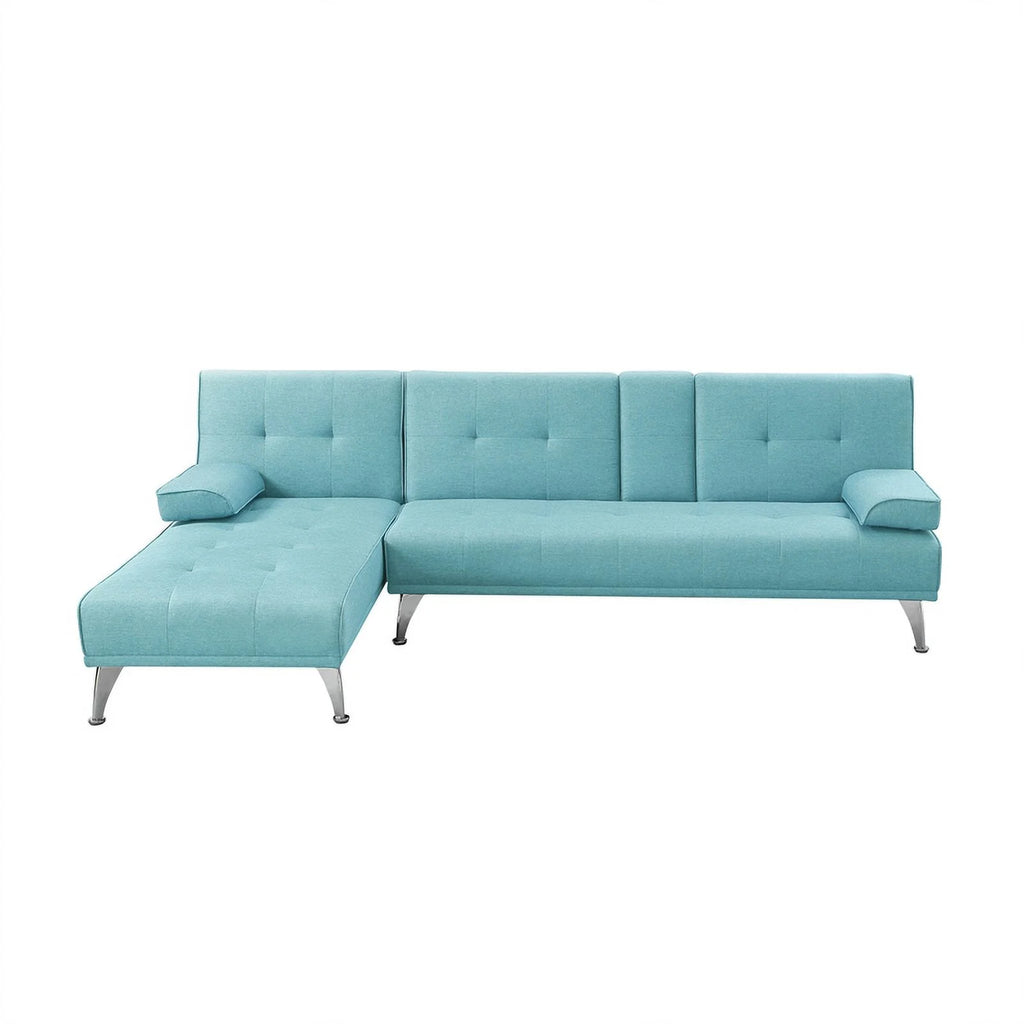 Sky Blue Fabric Upholstery Convertible Sofa Q5821