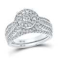 10k White Gold Round Diamond Bridal Wedding Ring Set 1-1/4 Cttw O8114