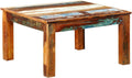 Rustic Coffee Table Square Polished Multi-Color Cocktail Table Reclaimed Wood Distressed Brown E72659