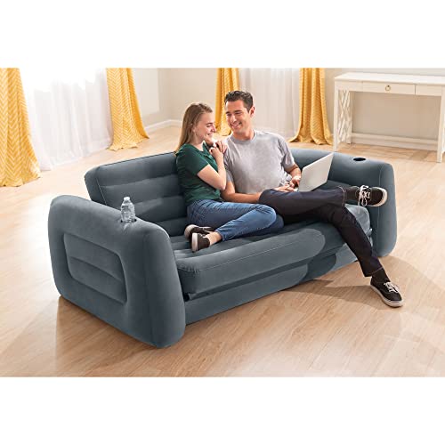 Inflatable Pull-Out Sofa Blow-Up Couch Queen Size Air Mattress Bed R27284