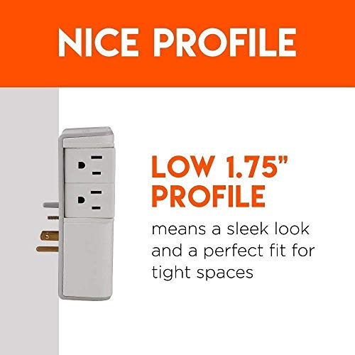 USB Wall Charger Surge Protector with 4 Pivoting AC Outlets & 2 USB Ports P10740