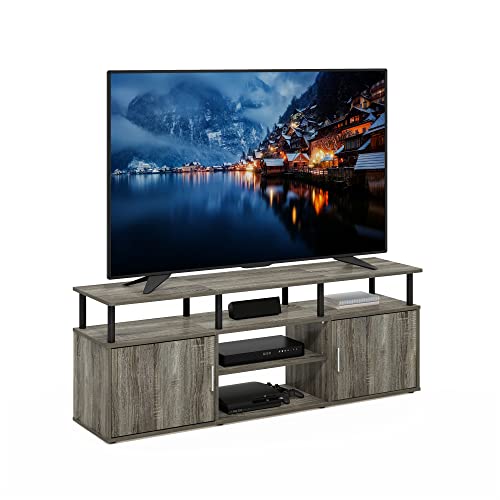 French Oak Grey Black Large Entertainment Stand for TV Up to 55 Inch N4441