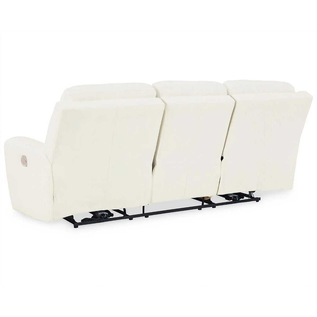 White Faux Leather Power Reclining Sofa A92553