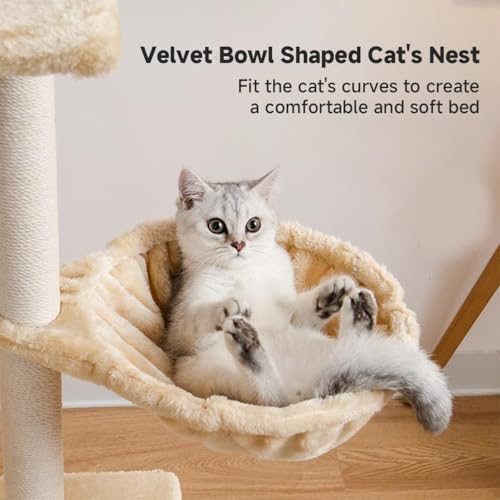54.3 inch Tall Multi-Level Cat Tree with Cat Condo and Hammock R98350