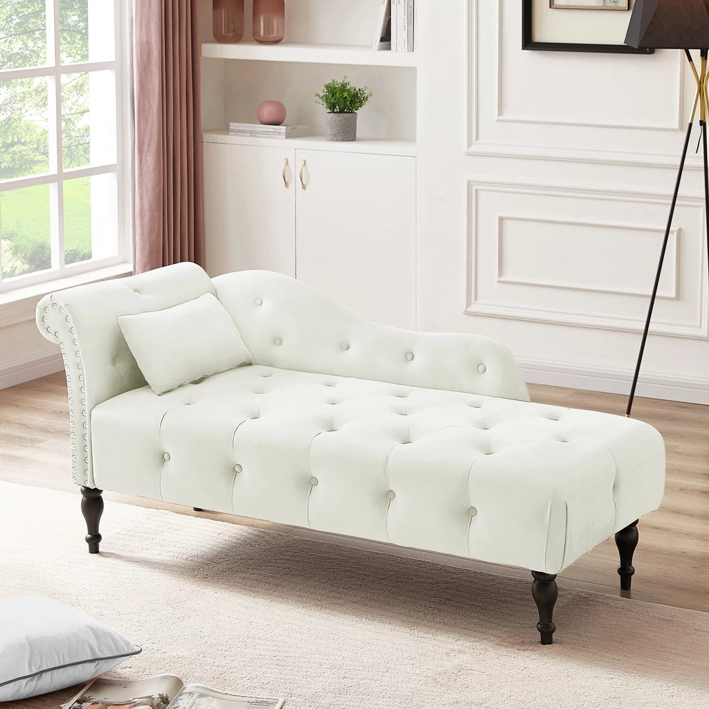 Velvet Chaise Lounge with Pillow U7453
