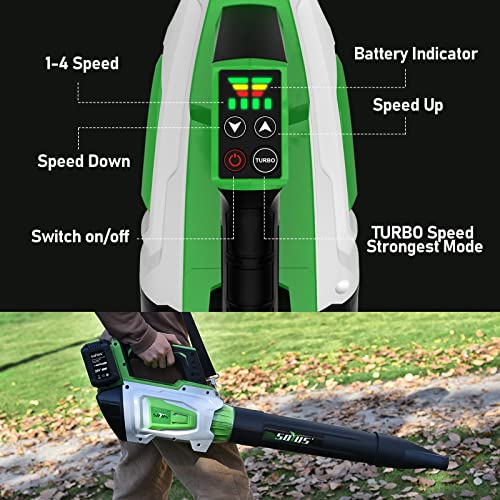 40V 135MPH 530CFM 5 Speeds Cordless Leaf Blower with 3 Tube Nozzle U345795