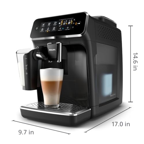 Black Fully Automatic Espresso Machine with LatteGo Milk Frother and Ceramic Grinder P467