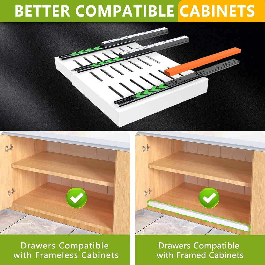 4 Pack Pull Out Cabinet Organizer, 21Deep Slide Out Drawer Organizers, White C4284