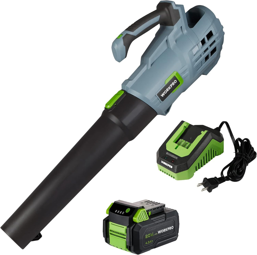 20V Cordless Leaf Blower with 5 Adjustable Speeds, 350 CFM, 4.0Ah Battery and Charger I69052