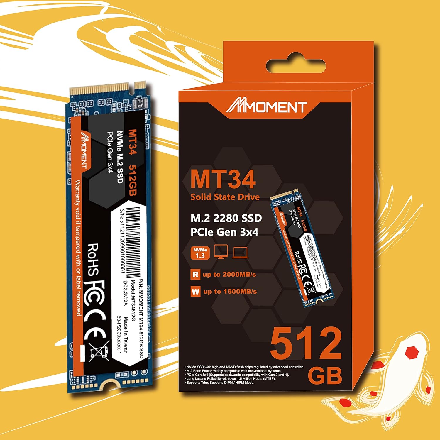 512GB NVMe M.2 2280 PCIe Gen 3x4 Solid State Drive Internal SSD Pack of 2 T8939