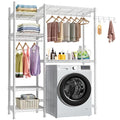 Over The Washer and Dryer Storage with 6 Shelves and 2 Hanger Rods, 47.2”W x 13.4”D x 77.4”H Q86718