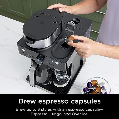 Black Espresso & Coffee Maker, 3 Brew Styles, Single-Serve, Nespresso Capsule Compatible, Built-in Frother B1783