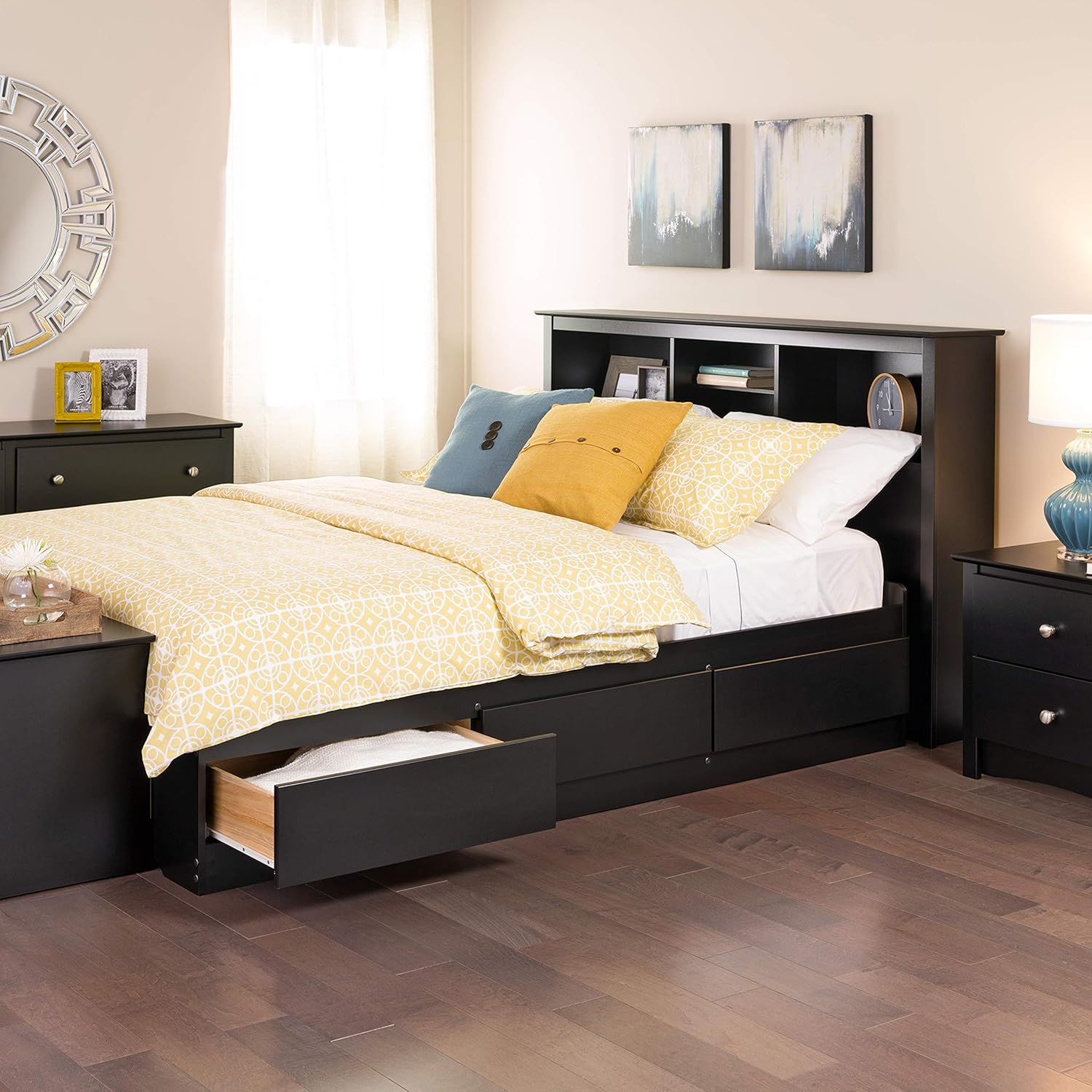 Black Full Platform Storage Bed with 6 Drawers C7527