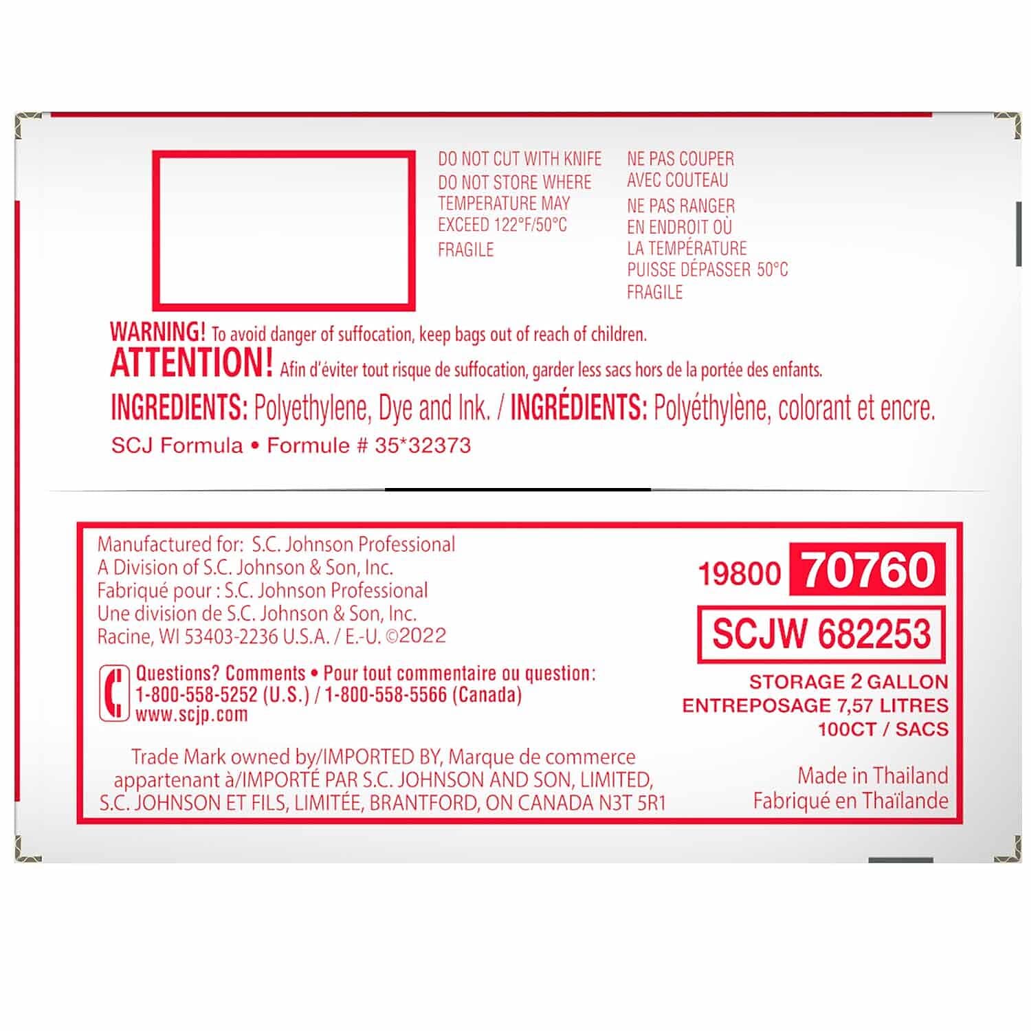 2 Gallon 100 Ct Storage Bags K3452