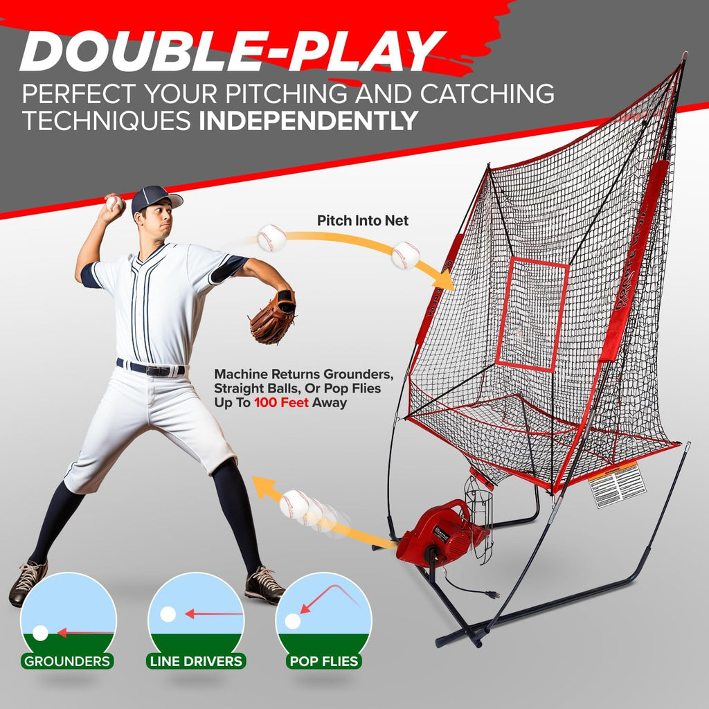 Red Double Play Pitching Machine M31002