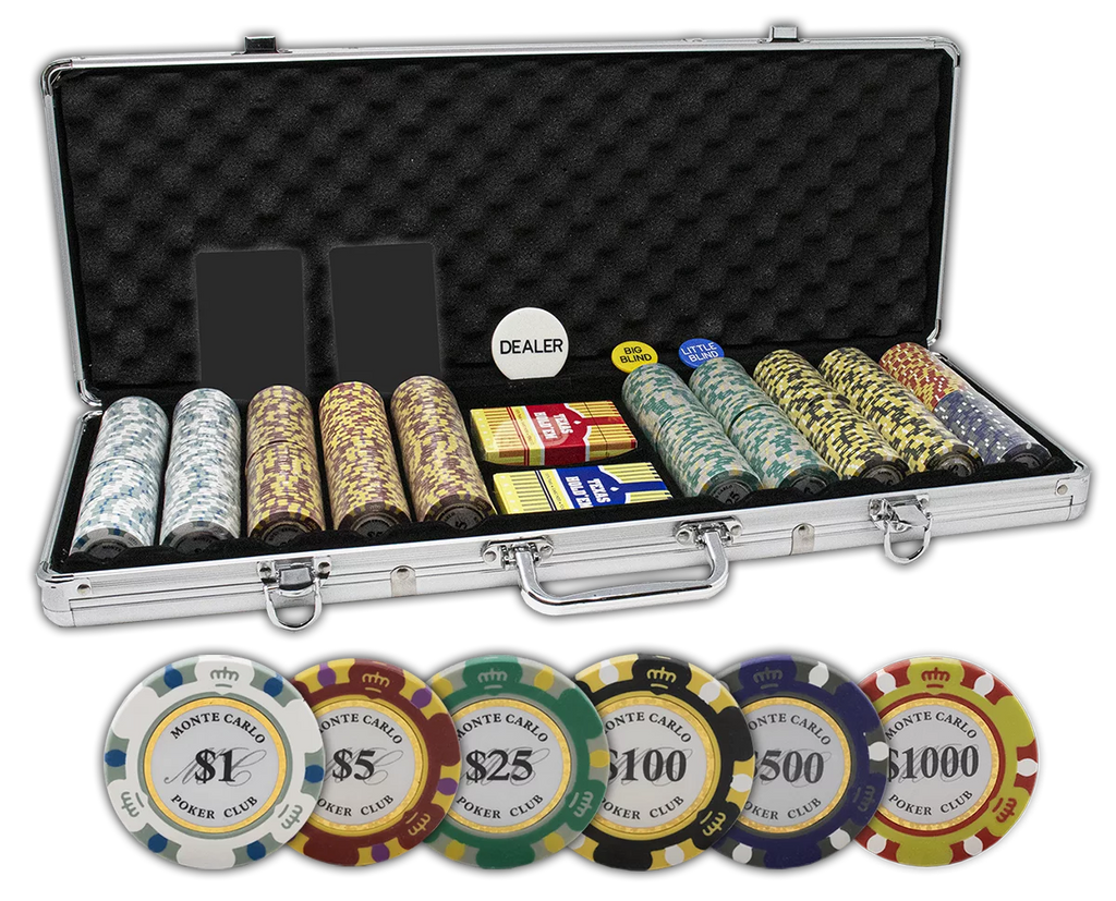 Set of 500 14 Gram 3 Tone Chips with Aluminum Case N389