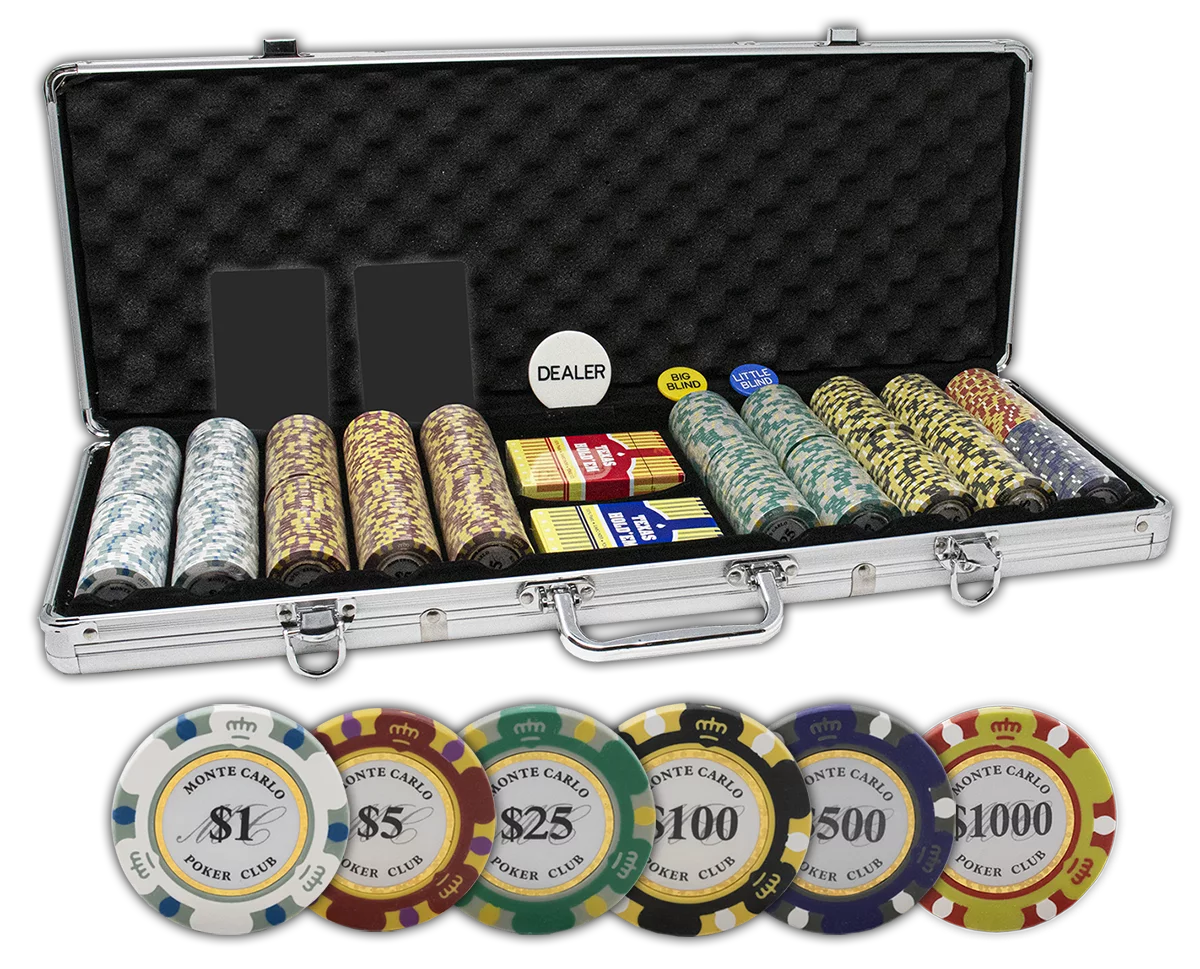 Set of 500 14 Gram 3 Tone Chips with Aluminum Case N389