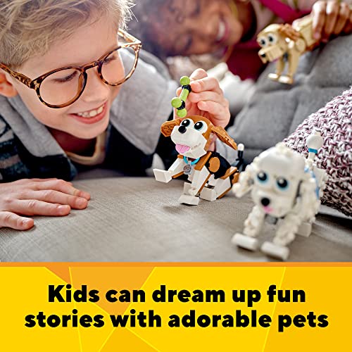 LEGO Creator 3 in 1 Adorable Dogs Building Toy Set, Featuring Dachshund, Beagle, Pug, Poodle, Husky, and Labrador Figures L23202