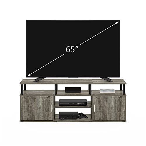 French Oak Grey Black Large Entertainment Stand for TV Up to 55 Inch N4441