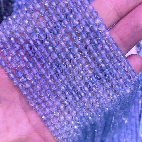Natural Blue Topaz Stone Beads 4mm Round Faceted Crystal Charm Beads N132