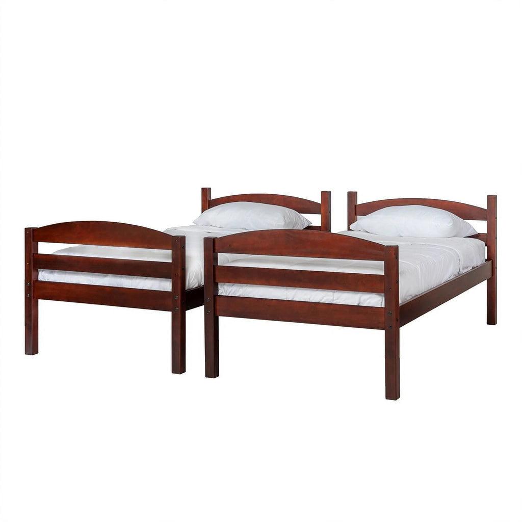 Twin-over-Twin Solid Wood Bunk Bed Frame in Espresso K521796
