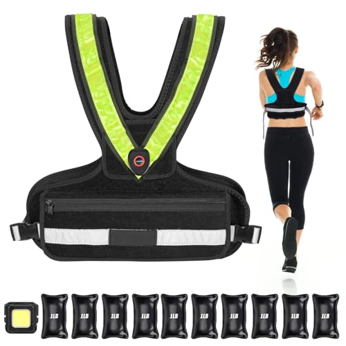 Weighted Vest with LED Reflective Belt and Outdoor Headlight, 2-10 lbs O88901