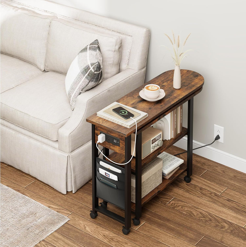 360° Rotating Sofa Side Table with Charging Station P1125