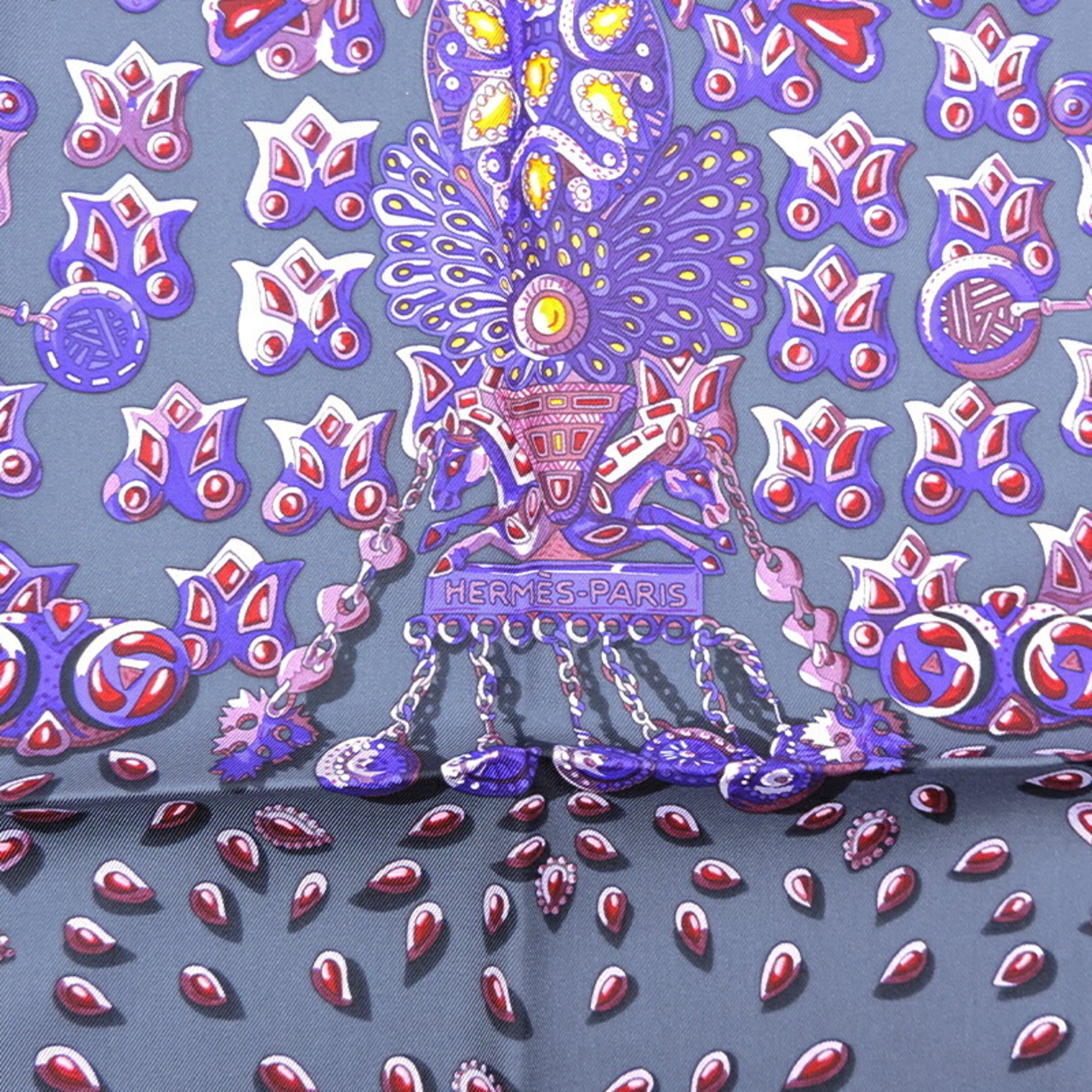 100% Silk Gray Purple Orange Scarf T59092
