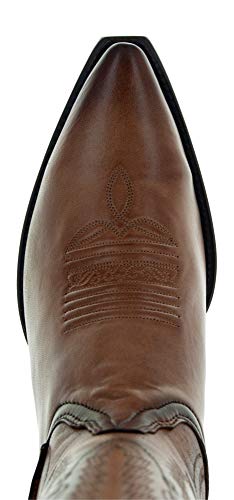 Tan Genuine Leather Snip Toe Cowboy Boots V26433