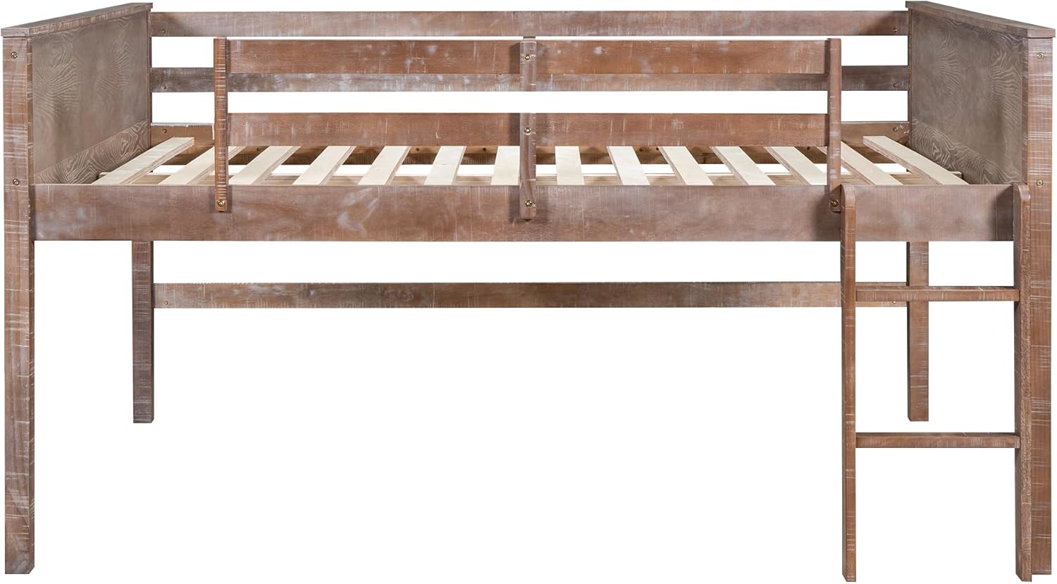Twin Size Wood Loft Bed with Hanging Clothes Rack K9523