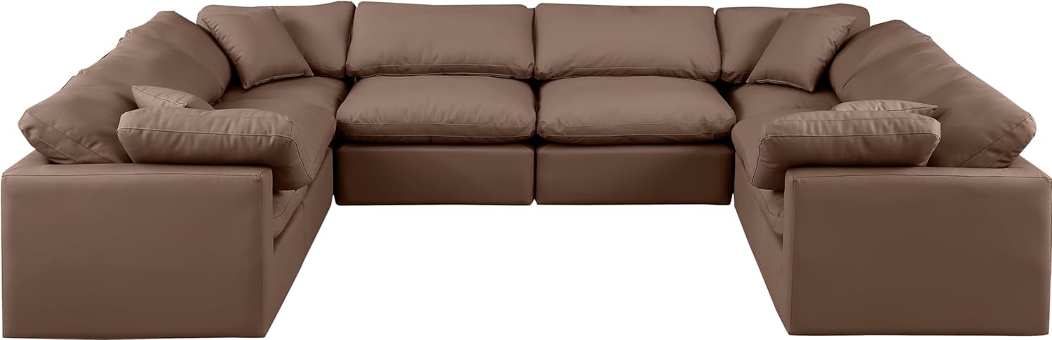 Brown Vegan Leather Sectional X557