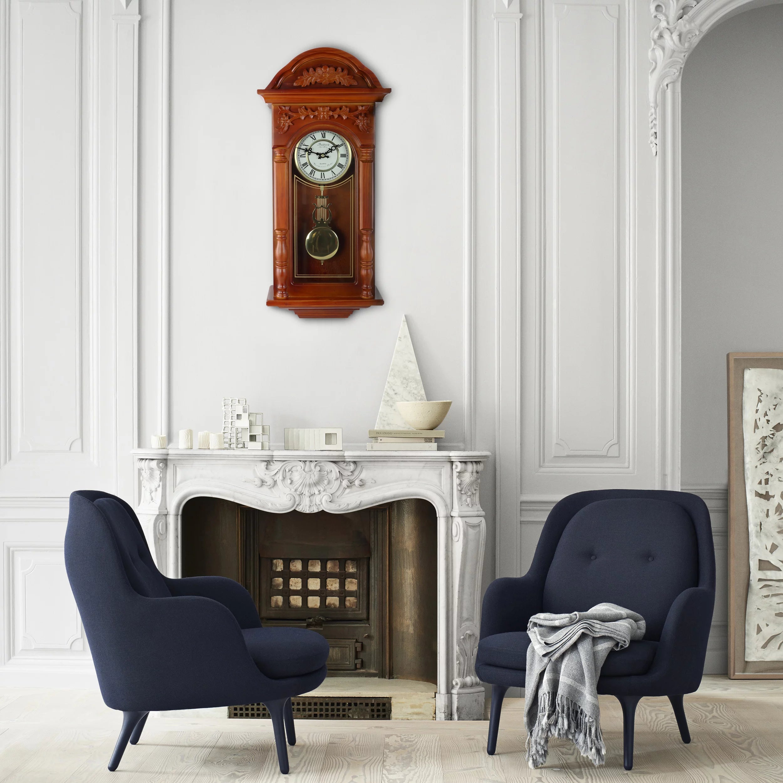 Antique Chiming Wall Clock with Roman Numerals P453487