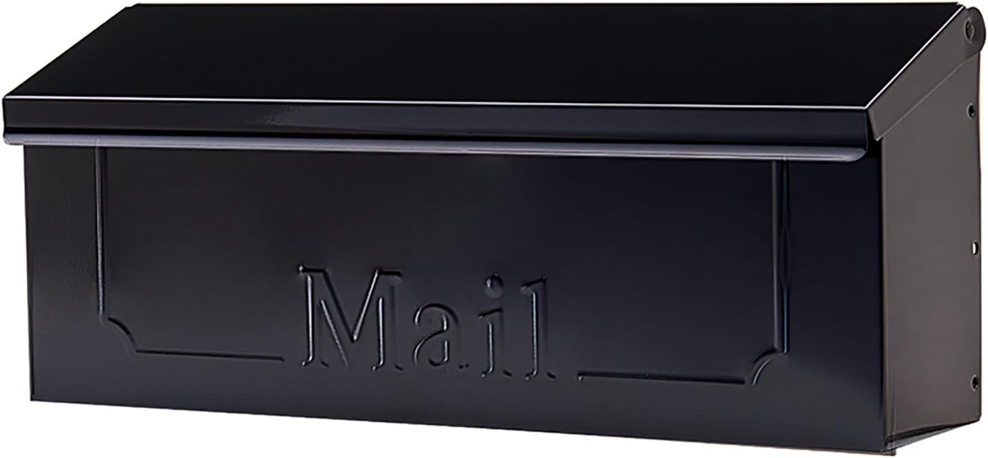 Black Wall-Mount Galvanized Steel Mailbox M803