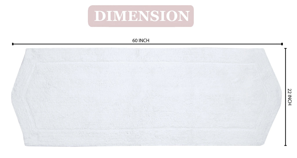 100% Cotton Tufted Bath Rug, 22"x60" Runner, White U59774