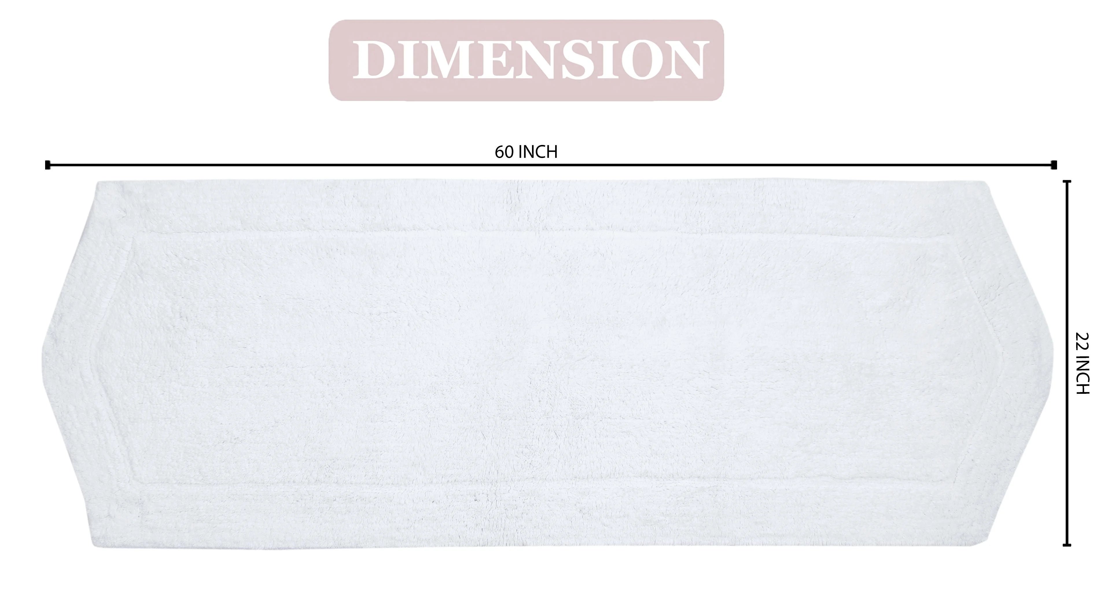 100% Cotton Tufted Bath Rug, 22"x60" Runner, White U59774