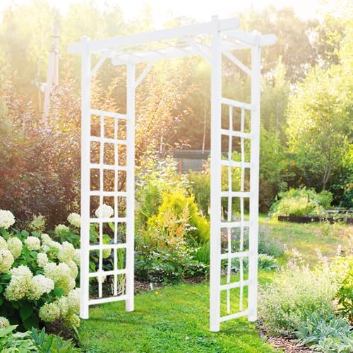 White 57 by 84 Inch PVC Garden Arbor X221693