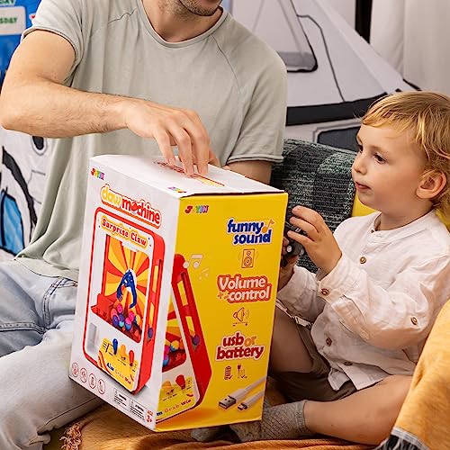 Claw Machine Arcade Toy with LED Light & Adjustable Sound, Rechargable Dispenser Toys Mini Vending Machine for Kids L74247