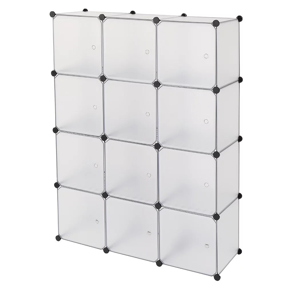 White 12-Cube Plastic Bookshelf T425