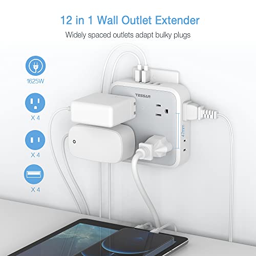 White 8 Outlet 4 USB Surge Protector D493238