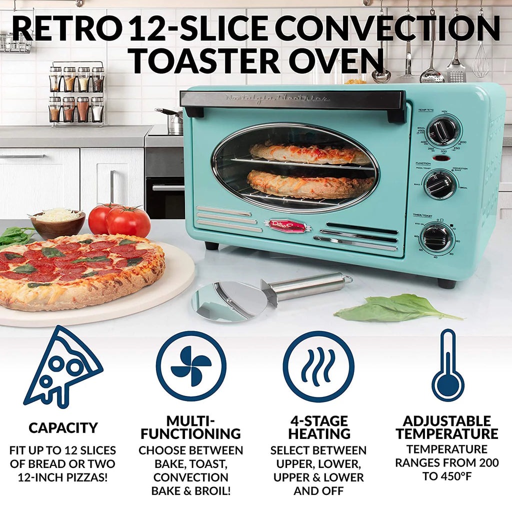 Retro 12-Slice Convection Toaster Oven, Aqua I33826